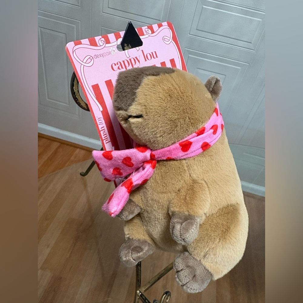 New Dexypaws.  Cappy Lou Dog Plush Toy Capybara 8” With Clinker & Squeaker